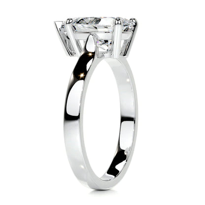 Pear Cut Moissanite Five Prong Set Silver Solitaire Engagement Ring