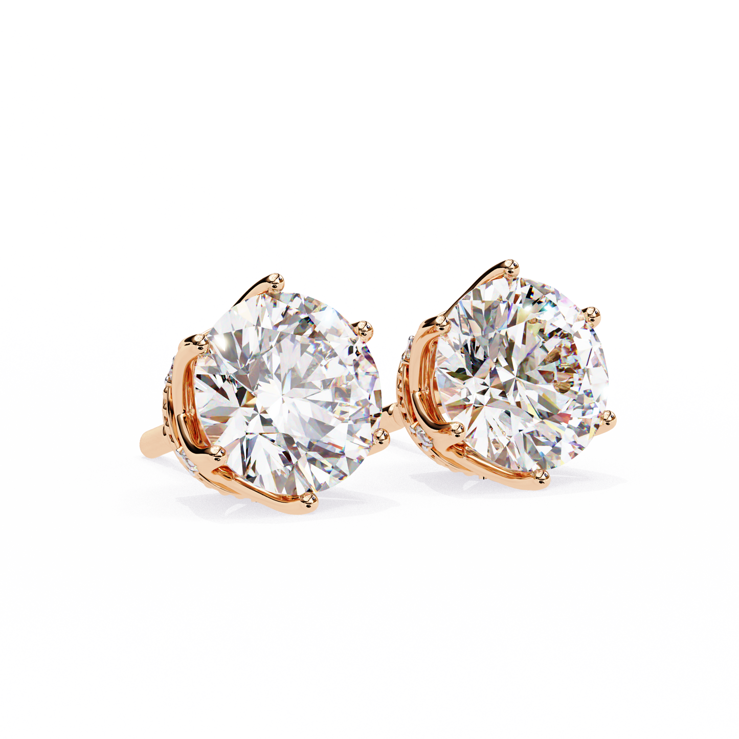 1.29 Ct For Each Round Cut Lab Grown Diamond Gold Earring