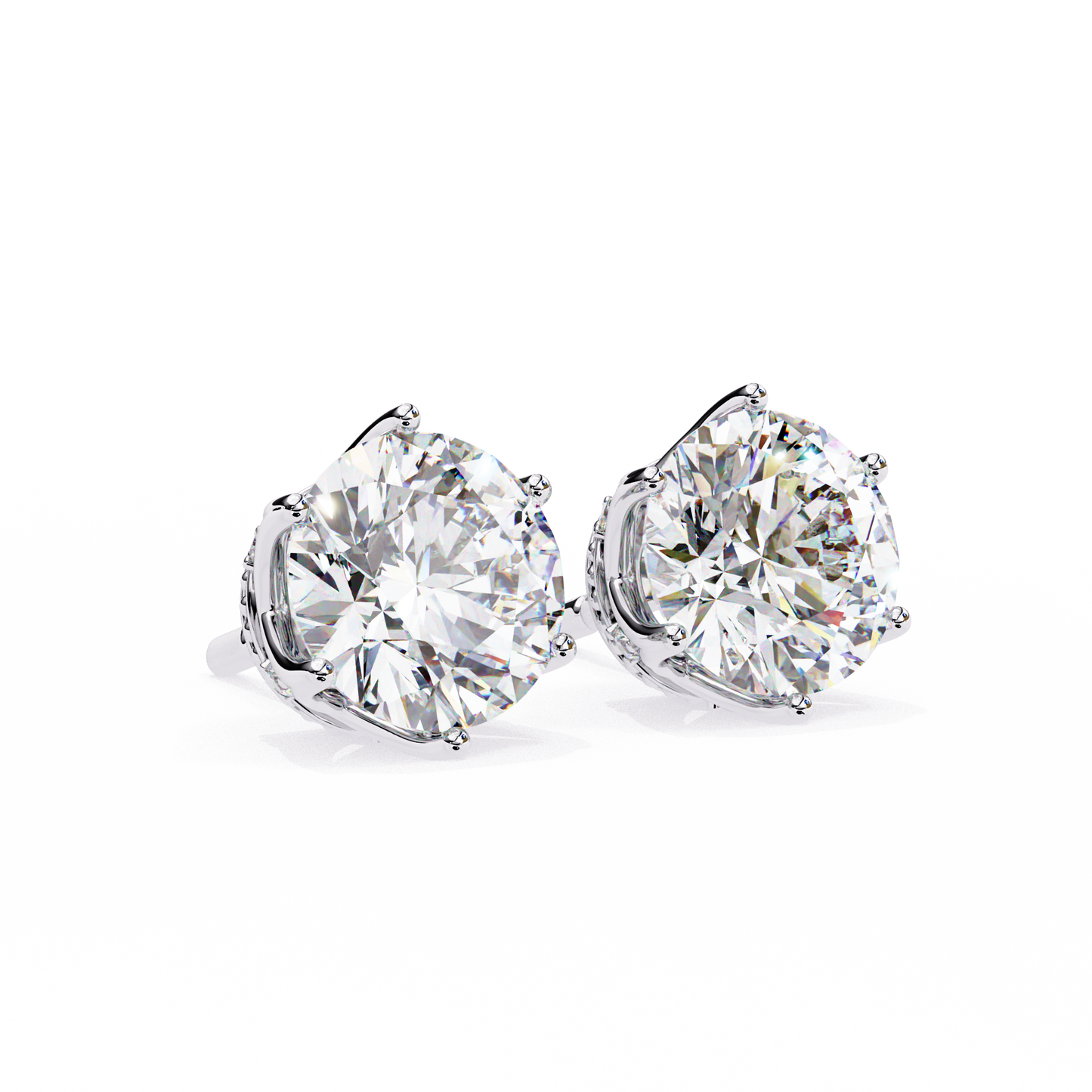 1.29 Ct For Each Round Cut Lab Grown Diamond Gold Earring