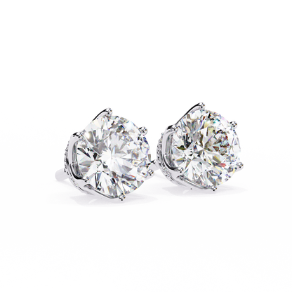 1.29 Ct For Each Round Cut Lab Grown Diamond Gold Earring