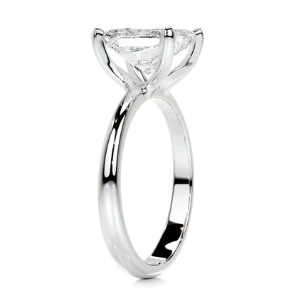 Radiant Cut Moissanite Solitaire Four Prong Set Silver Engagement Ring