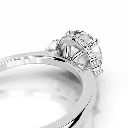 Round Cut Moissanite Silver Engagement Ring