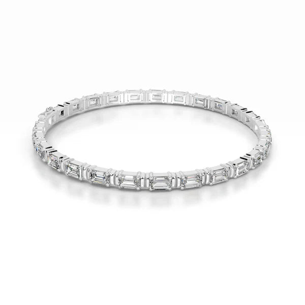 7.0 CTW Emerald Cut Moissanite Silver Tennis Bracelet
