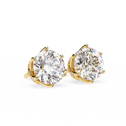 1.29 Ct For Each Round Cut Lab Grown Diamond Gold Earring