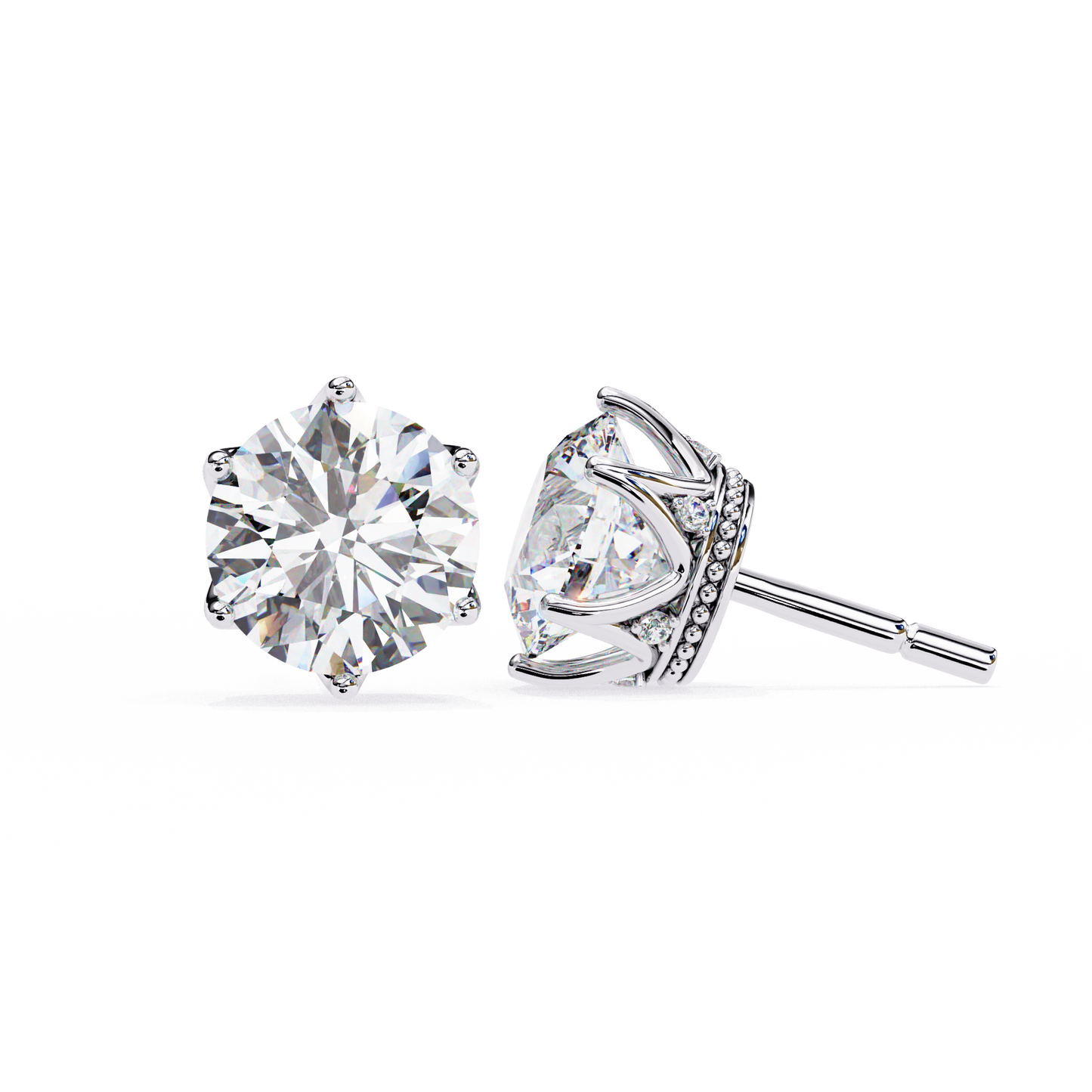 1.29 Ct For Each Round Cut Lab Grown Diamond Gold Earring