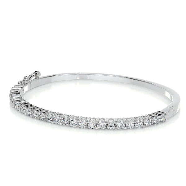 2.5 CTW Round Cut Moissanite Silver Pave Set Bangle