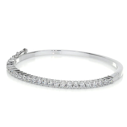 2.5 CTW Round Cut Moissanite Silver Pave Set Bangle