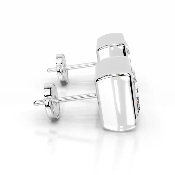 Each Princess Cut Moissanite Silver Bezel Set Earring
