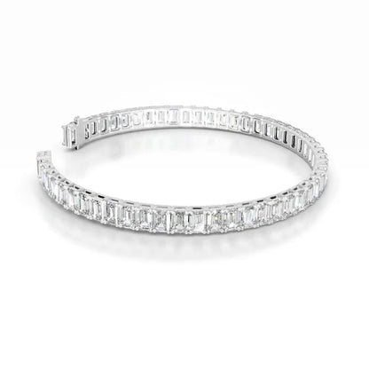 13.25 CTW Emerald Cut Moissanite Silver Tennis Bracelet
