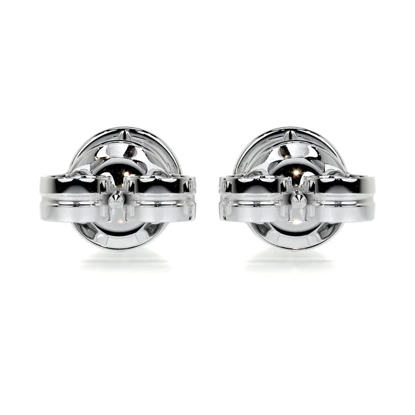 Round Cut Moissanite Silver Halo Earring