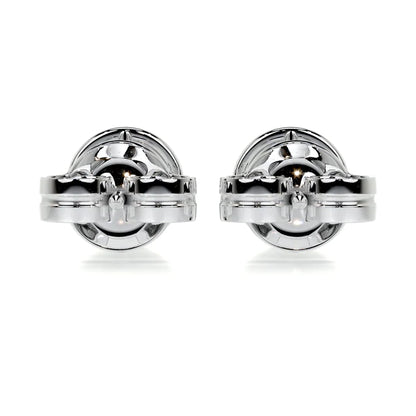 Round Cut Moissanite Silver Halo Earring