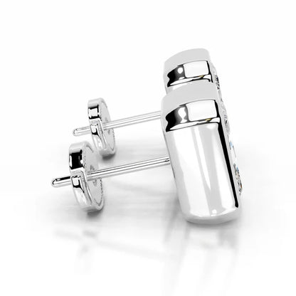 Radiant Cut Moissanite Silver Bezel Set Earring