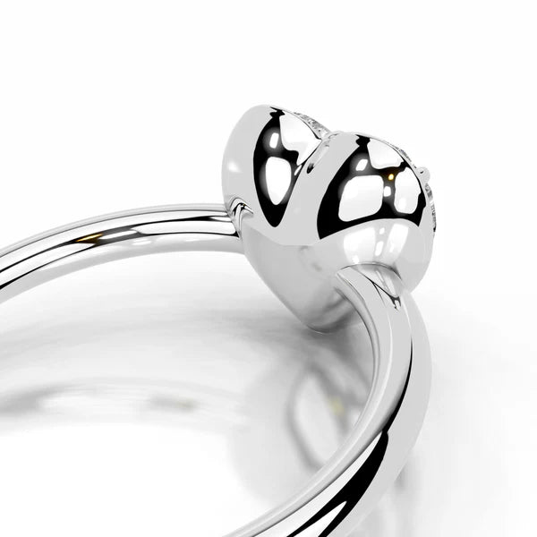 Heart Cut Moissanite Four Prong Set Solitaire Silver Engagement Ring