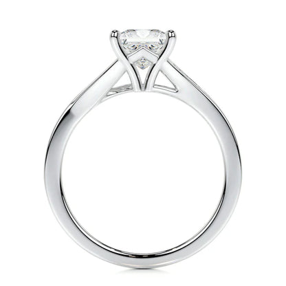 Princess Cut Moissanite Silver Pave Shank Silver Ring