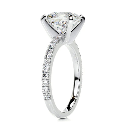 2.25 Ct Princess Cut Moissanite Silver Pave Set Silver Ring