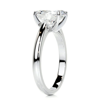 Oval Cut Moissanite Four Prong Set Silver Solitaire Engagement Ring