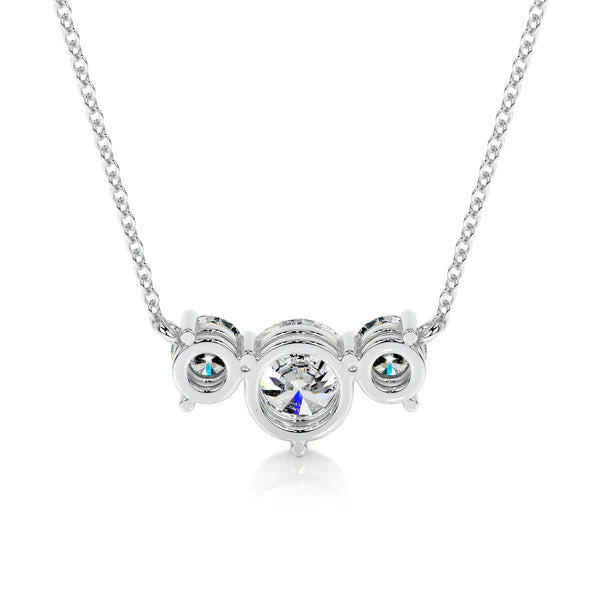 1.2 CT Round Cut Moissanite Silver Pendant in Three Stone Setting