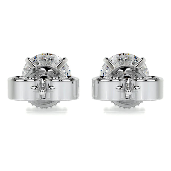 Round Cut Moissanite Silver Stud Earring