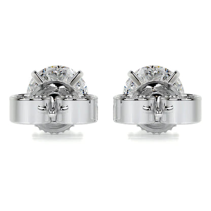 Round Cut Moissanite Silver Stud Earring