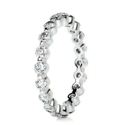 0.98 CTW Round Cut Moissanite Bubble Prong Setting Silver Wedding Band