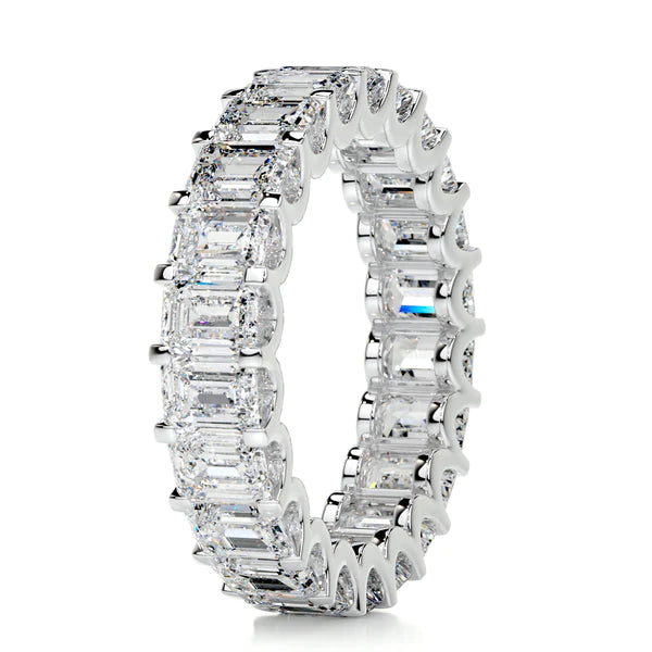 5.0 CTW Emerald Cut Moissanite Silver Full Eternity Set Wedding Band