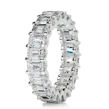 5.0 CTW Emerald Cut Moissanite Silver Full Eternity Set Wedding Band