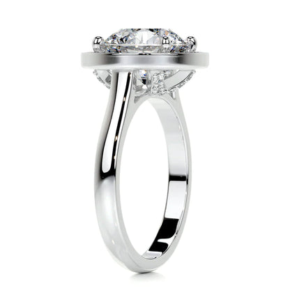 Round Cut Moissanite Halo Set Silver Engagement Ring