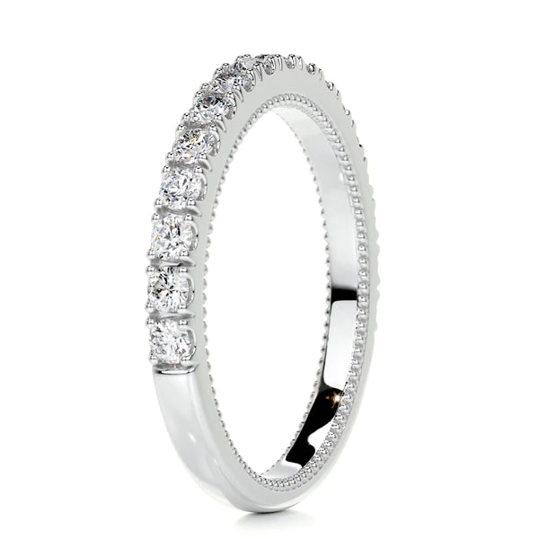 0.52 CTW Round Cut Moissanite Silver Half Eternity Set Wedding Band