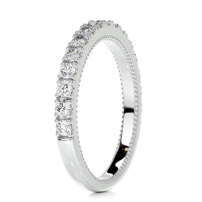 0.52 CTW Round Cut Moissanite Silver Half Eternity Set Wedding Band