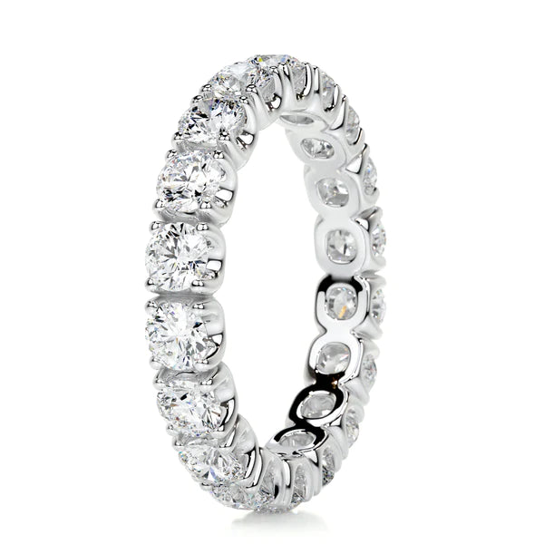 2.4 CTW Round Cut Moissanite Silver Full Eternity Set Wedding Band
