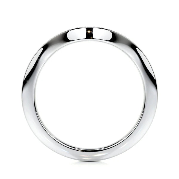 0.36 CTW Round Cut Moissanite Silver Curved Wedding Band