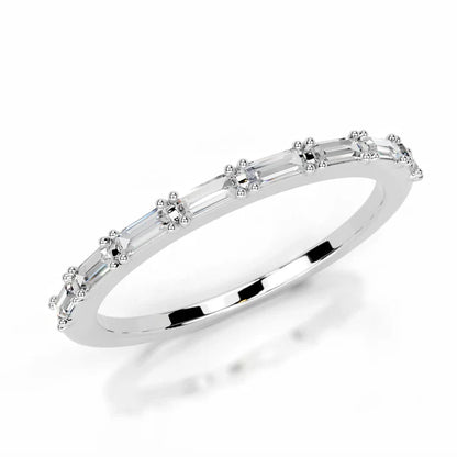0.3 CTW Baguette Cut Moissanite Silver Half Eternity Set Wedding Band