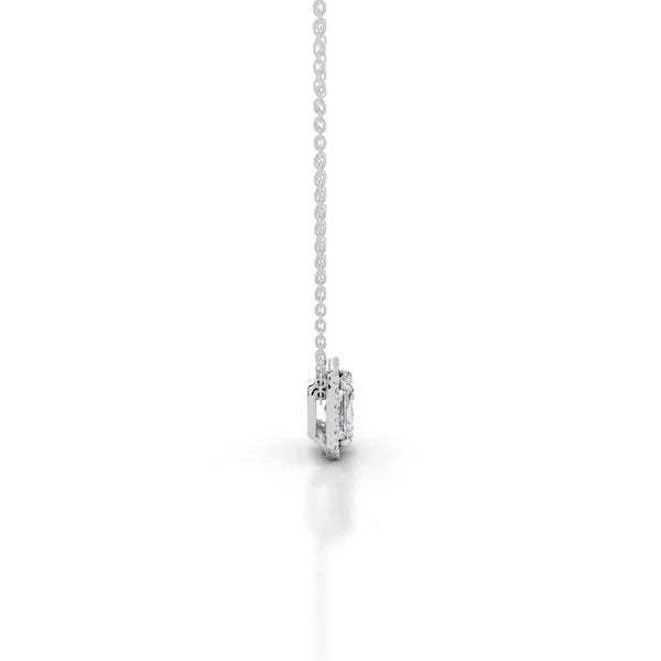 2.3 Ct Radiant Cut Moissanite Silver Halo Set Pendant