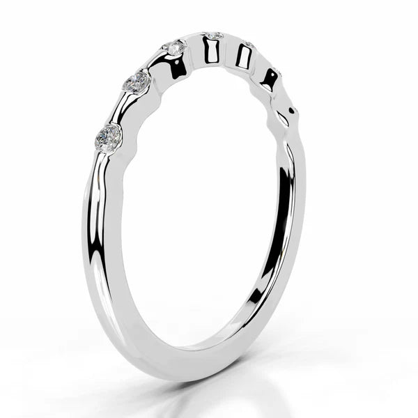 0.63 CTW Round Cut Moissanite Silver Set Wedding Band