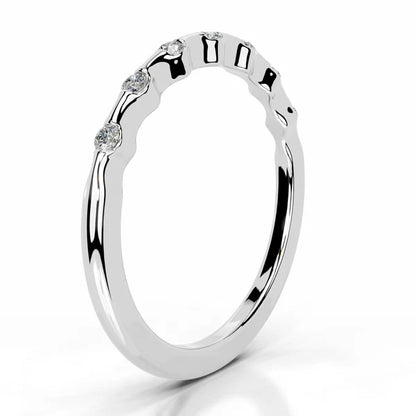 0.63 CTW Round Cut Moissanite Silver Set Wedding Band
