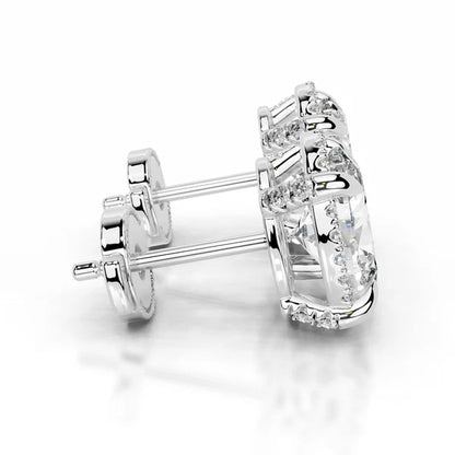 Oval Cut Moissanite Silver Halo Earring
