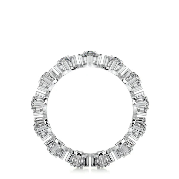 1.30 CTW Round Cut Moissanite Silver Set Wedding Band