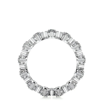 1.30 CTW Round Cut Moissanite Silver Set Wedding Band