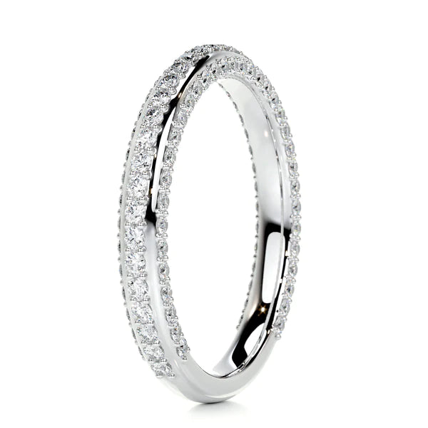 0.9 CTW Round Cut Moissanite Silver Channel Set Wedding Band
