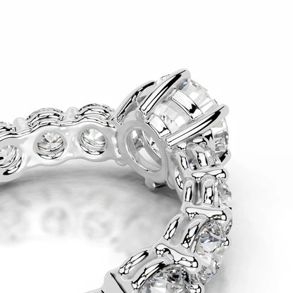 Round Cut Moissanite Silver Pave Set Engagement Ring