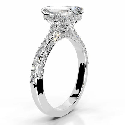 Radiant Cut Moissanite Micro pave set Silver Engagement Ring