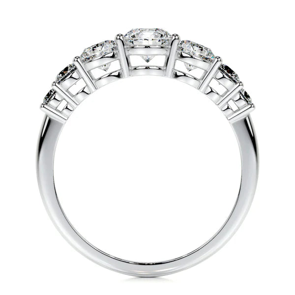 Round Cut Moissanite Silver Seven Stone Ring Engagement Ring