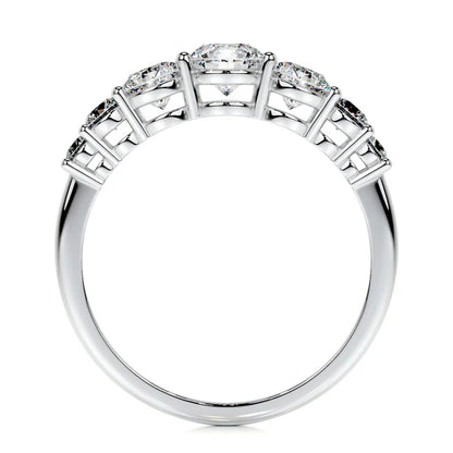 Round Cut Moissanite Silver Seven Stone Ring Engagement Ring