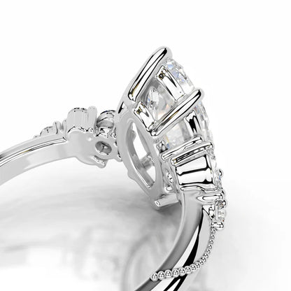 Marquise Cut Moissanite Cluster Setting Set Silver Engagement Ring
