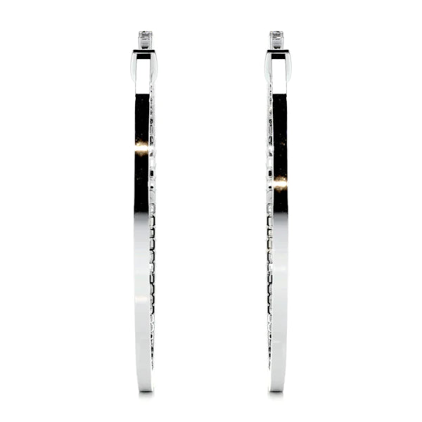 Round Cut Moissanite Silver Hoop Earring