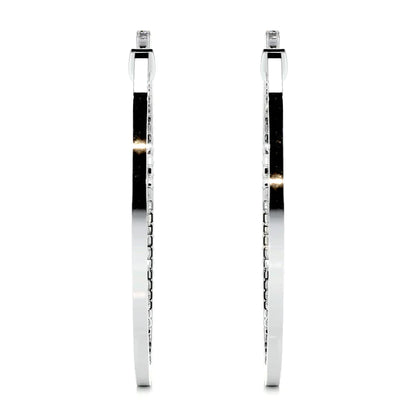 Round Cut Moissanite Silver Hoop Earring