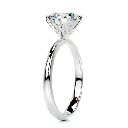 Round Cut Moissanite Six Prong Set Solitaire Silver Engagement Ring