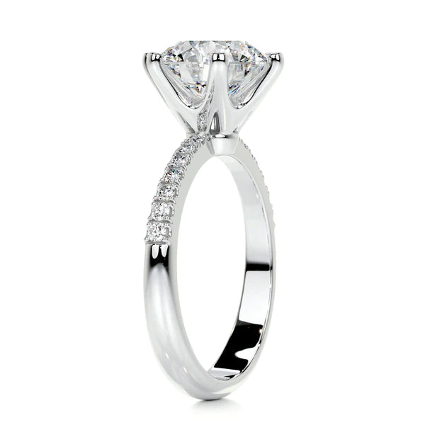 3.0 Ct Round Cut Moissanite Pave Set Silver Engagement Ring