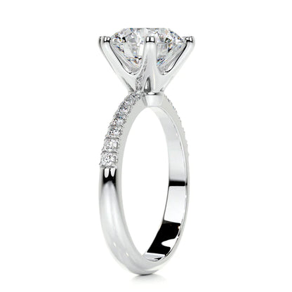 3.0 Ct Round Cut Moissanite Pave Set Silver Engagement Ring