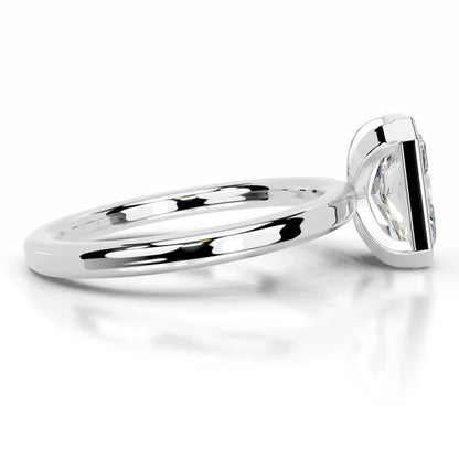 Radiant Cut Moissanite Silver Bezel Set Engagement Ring